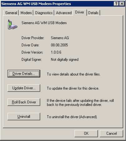 Siemens MC75 USB Modem Driver Version 1.0.0.6